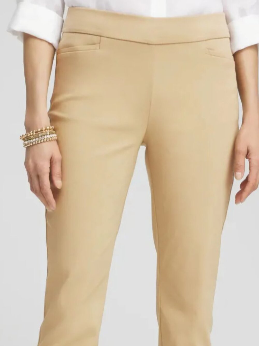 Chico's beige neutral khakis stretch pull on ankle pants